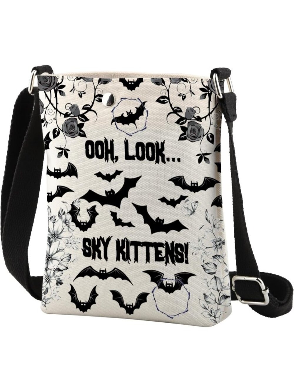 🎃 Black Bat Crossbody Bag Bat Lover Gift Oh Look Sky Kittens Funny Halloween